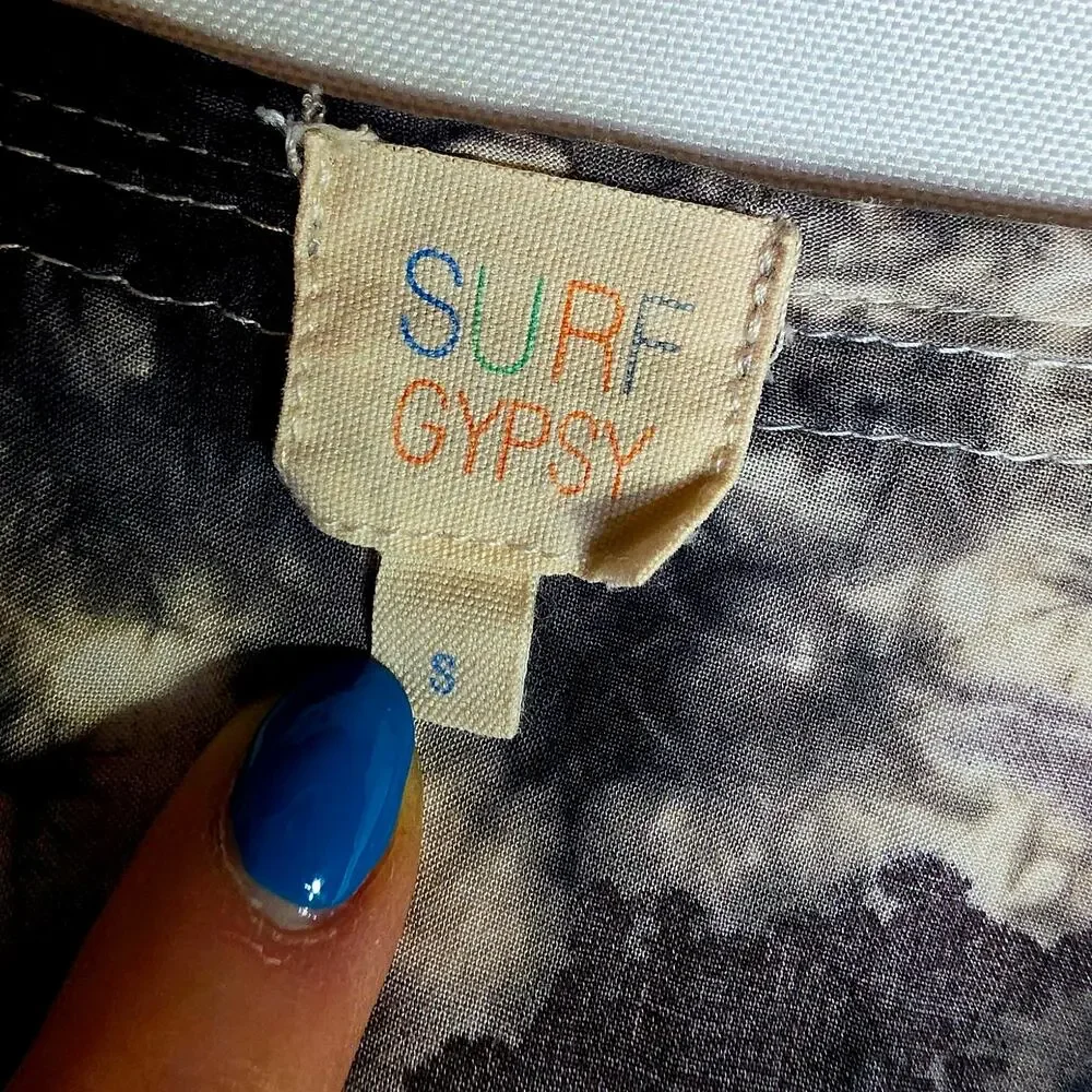 Surf Gypsy Sm TieDyed‎ gray n white Swimcover with Tassels n Beads. Sexy Hippie